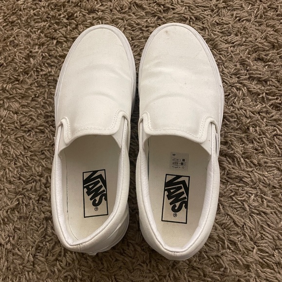 Vans Shoes - White Canvas Slip On Vans Woman’s Size 6.5